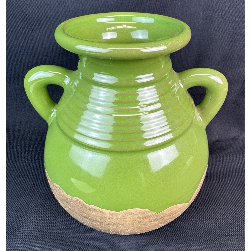 Southern Living At Home 6.5" Tall Double Handed Vibrant Green Ceramic Vase